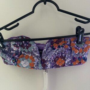 *NWT* Nasty Gal Premium 70s Floral Sequin Bralette - Size 0
